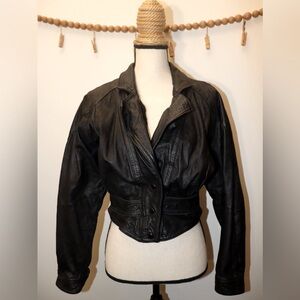 AUTHENTIC 80s VTG || leather clinch-waist jacket